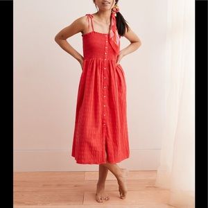 Aerie Smocked Button Down Red Dress L